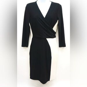 Lauren Ralph Lauren Black and Cream Long Sleeve Dress